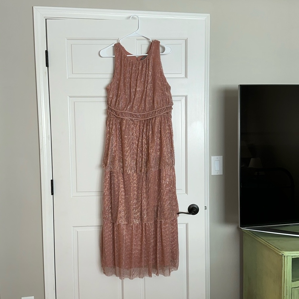 Danny & Nicole Elegant Tiered Pink Dress